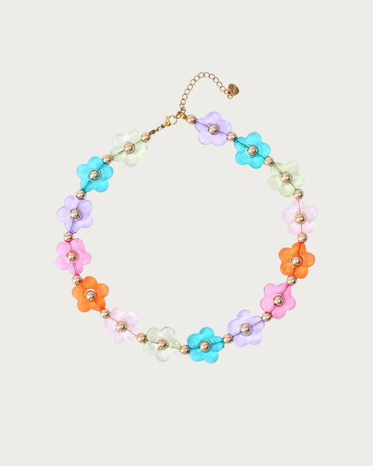 Marigold Rainbow Beaded Flower Golden Chocker