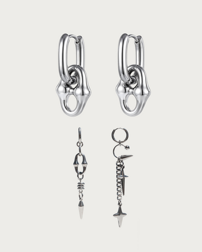 Nox & Prima Bold Silver Earrings Set