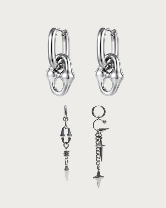 Nox & Prima Bold Silver Earrings Set
