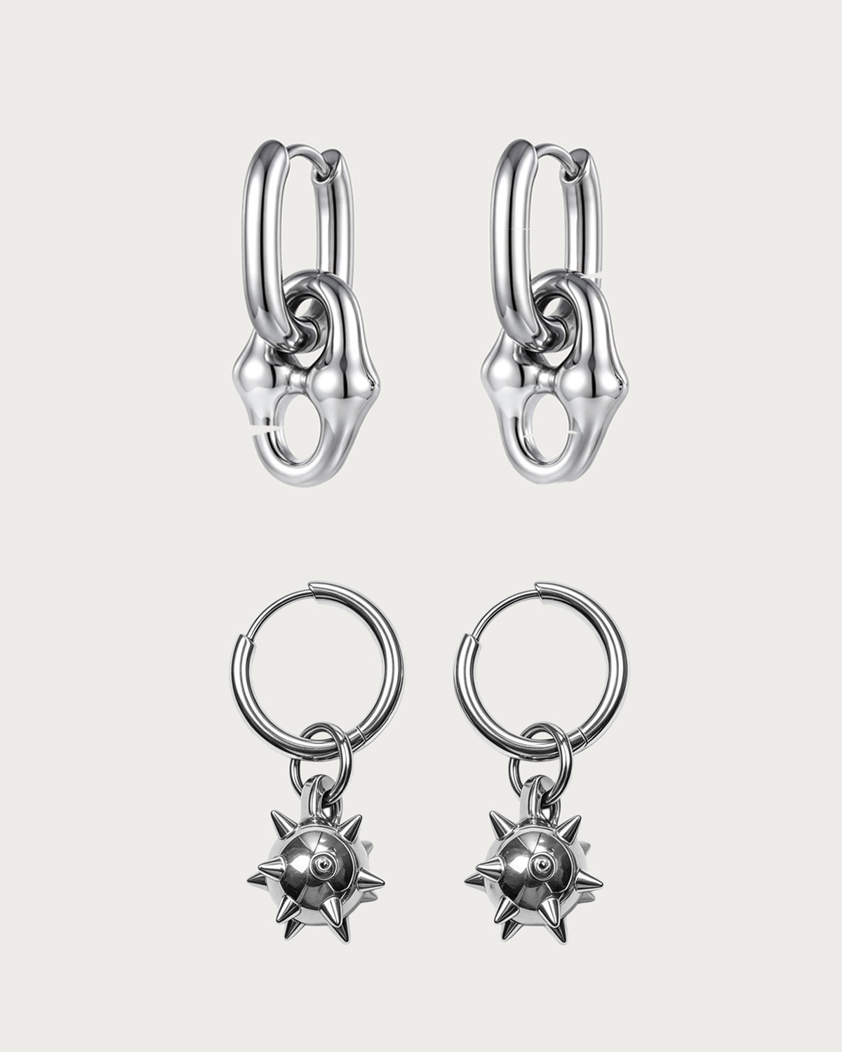 Veda & Nox Raw Silver Earrings Set