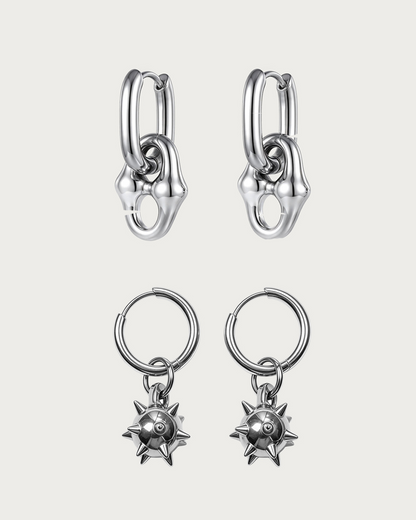 Veda & Nox Raw Silver Earrings Set
