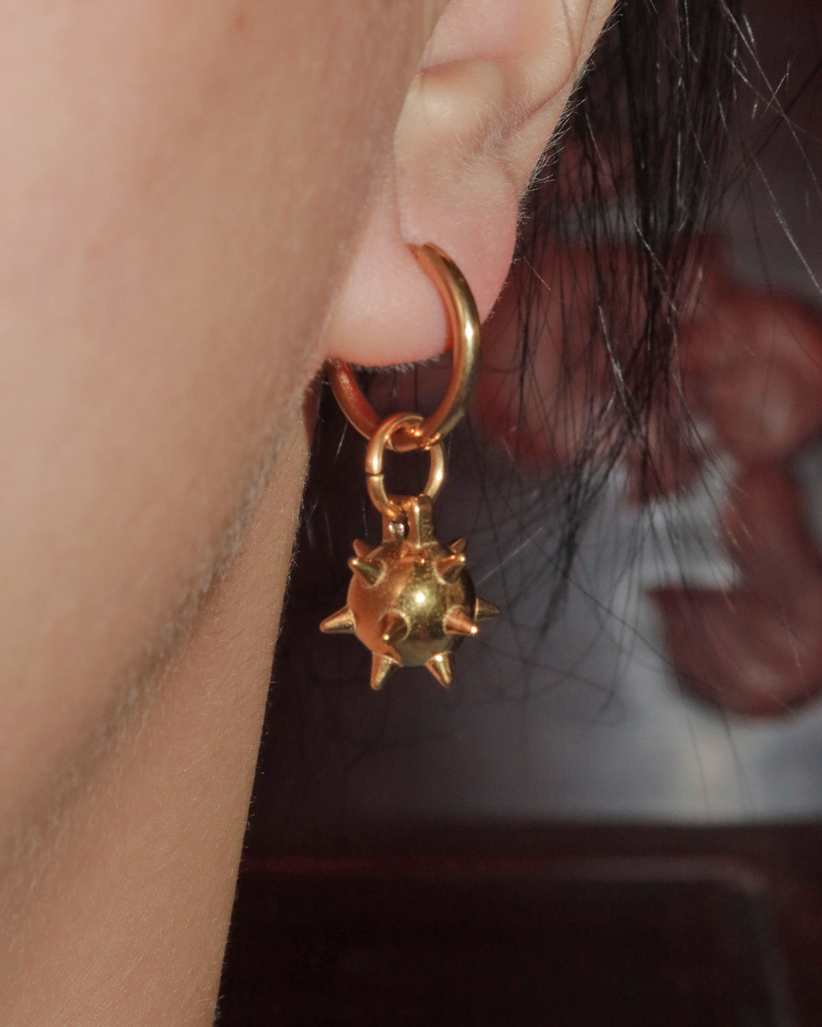 Veda Mace Charm Golden Drop Earrings