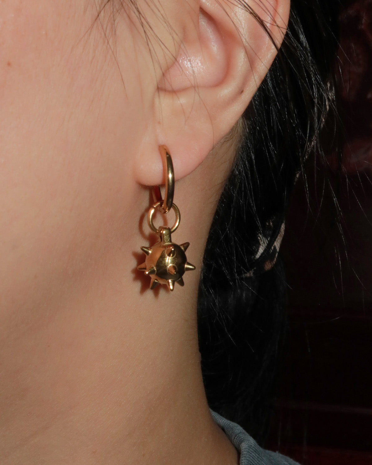 Veda Mace Charm Golden Drop Earrings