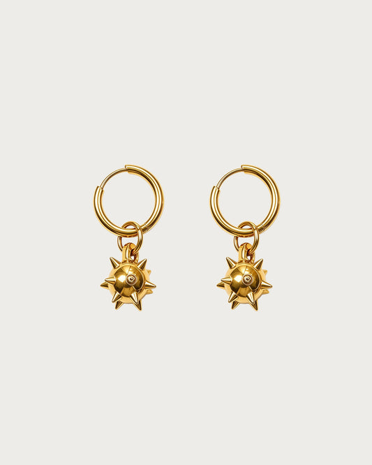 Veda Mace Charm Golden Drop Earrings