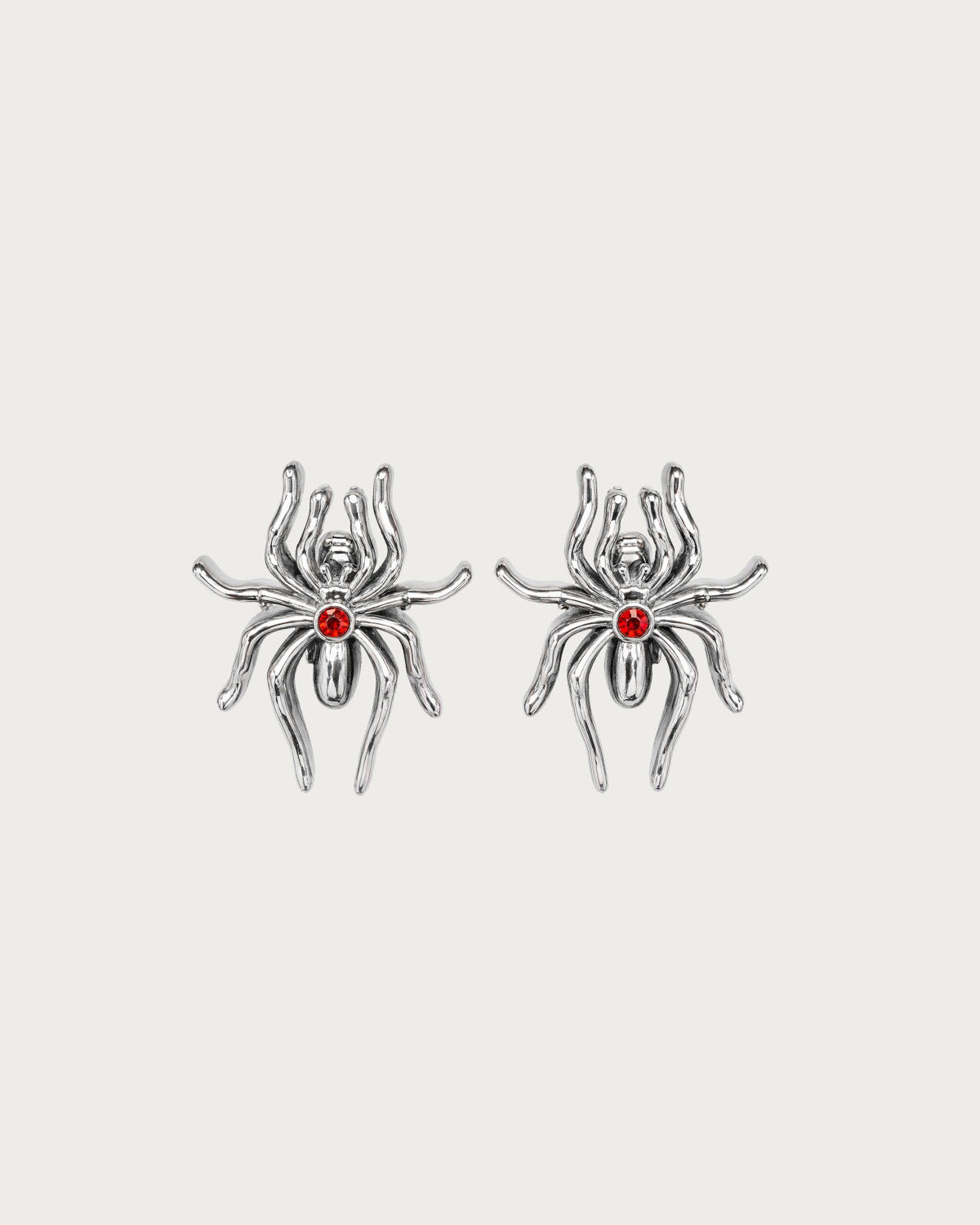Anansi Spider Red Gem Silver Stud Earrings