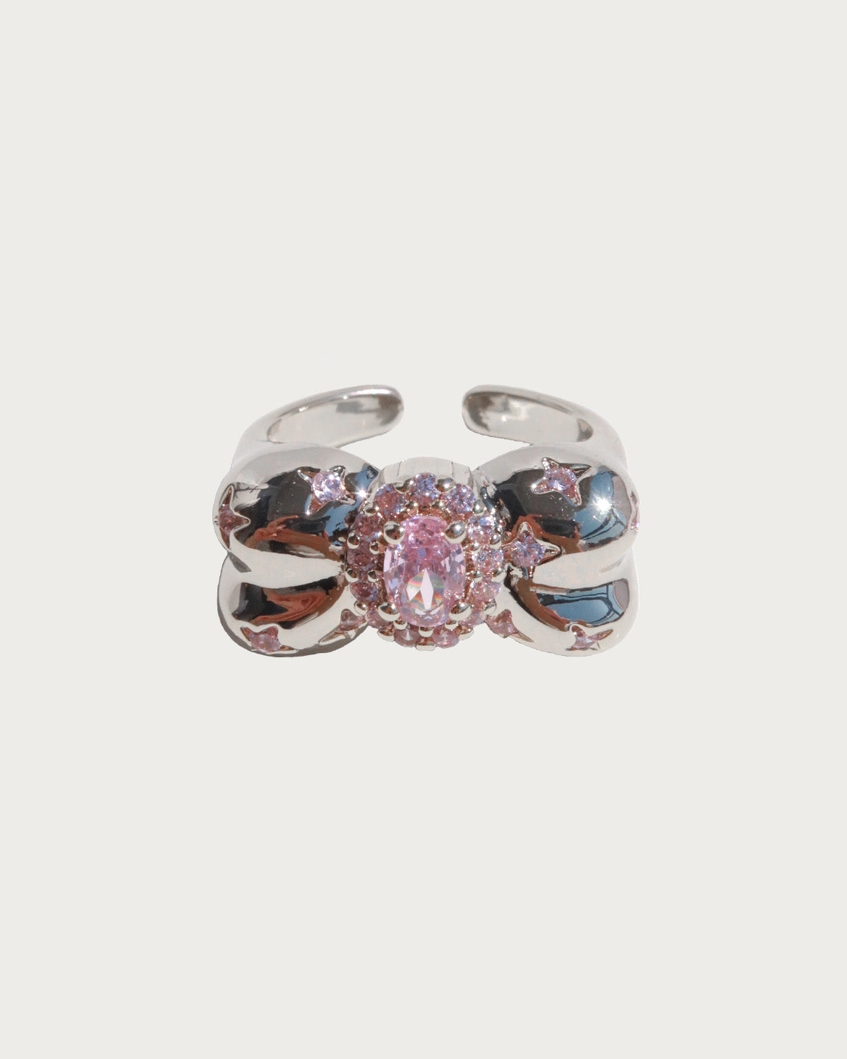 Mirelle Pink Gem Golden Bow Ring