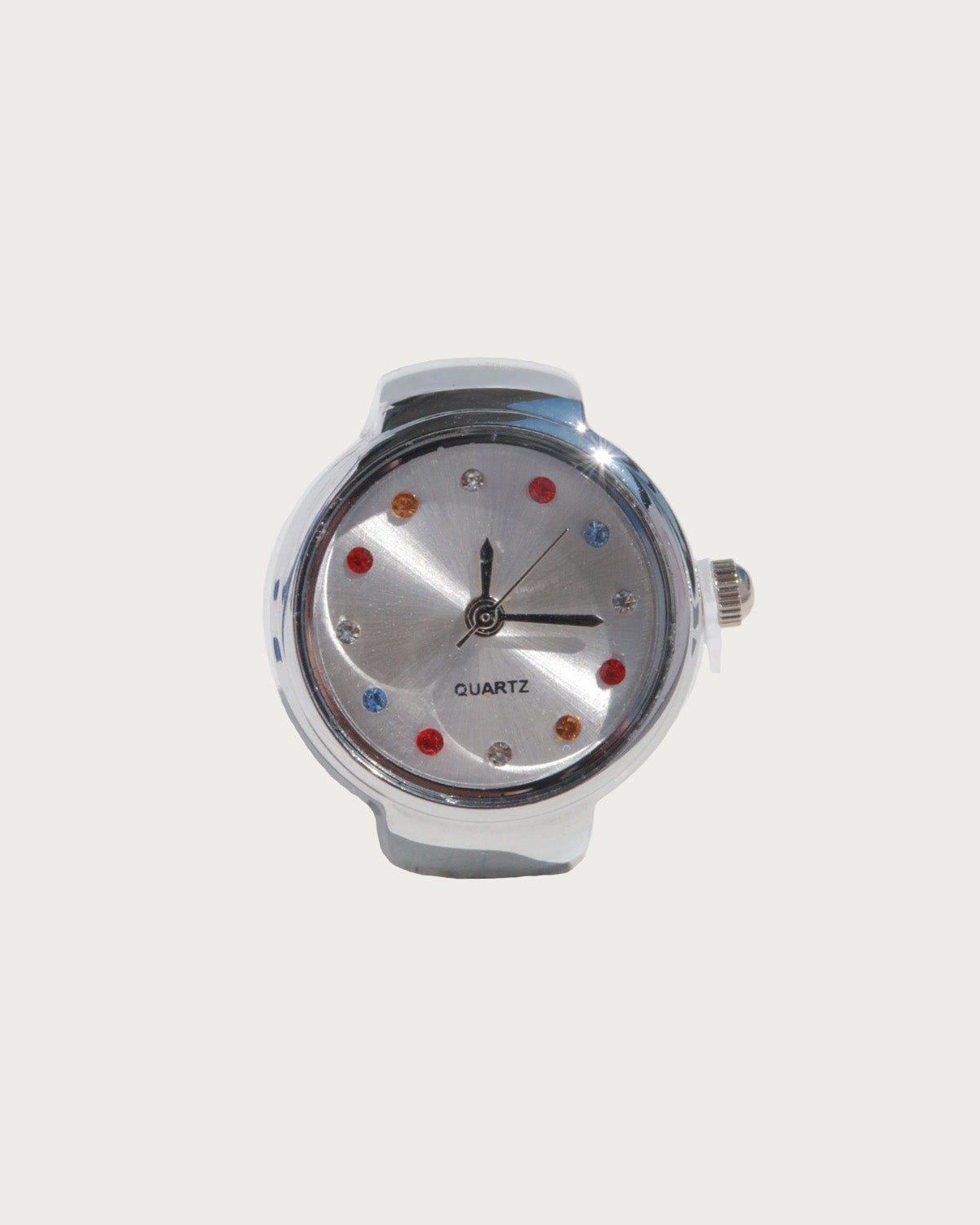 Solara Rainbow Accent Silver Watch Ring