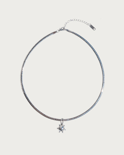 Veda Silver Morning Star Mace Pendant Snake Chain Necklace