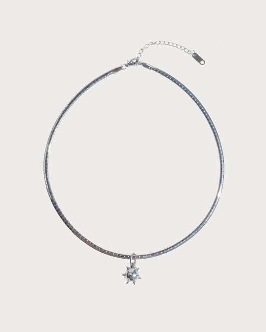 Veda Silver Morning Star Mace Pendant Snake Chain Necklace