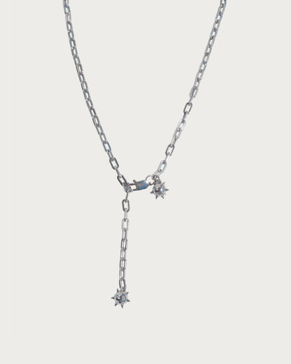 Veda Silver Edgy Double Morning Star Mace Pendant Necklace