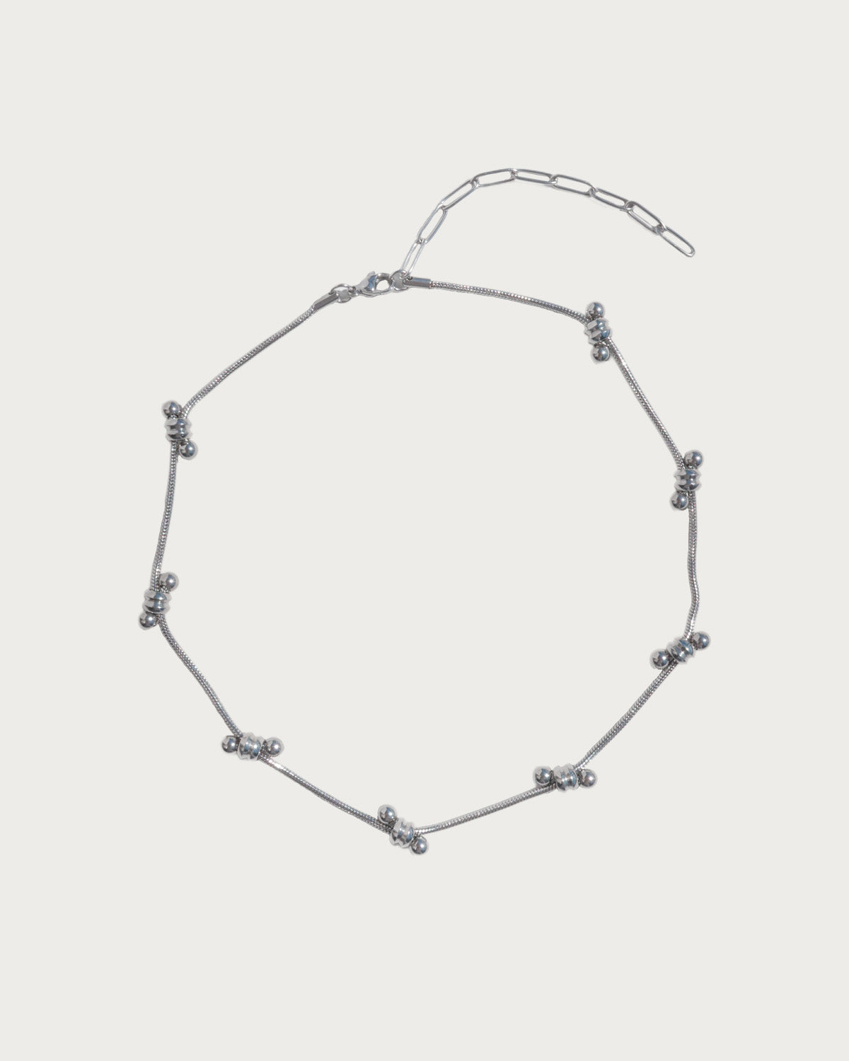 Serein Silver Beaded Ring Snake Chain Necklace