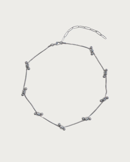 Serein Silver Beaded Ring Snake Chain Necklace