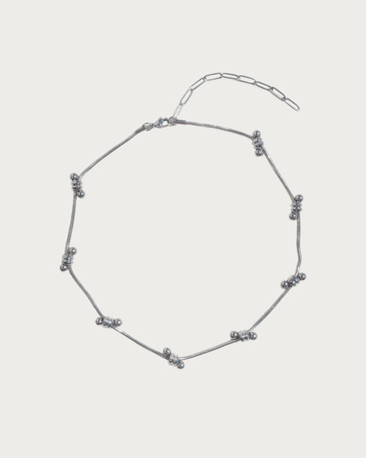 Serein Silver Beaded Ring Snake Chain Necklace