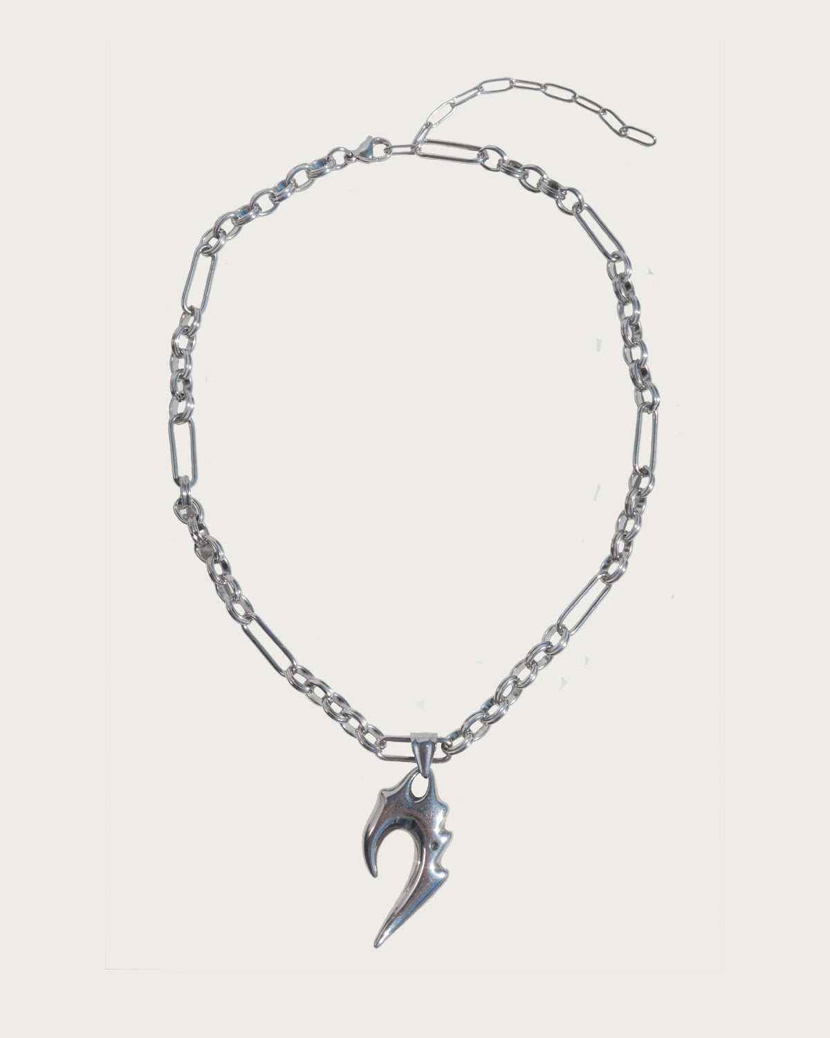Vexar Punk Tribal Flame Tooth Silver Pendant Necklace