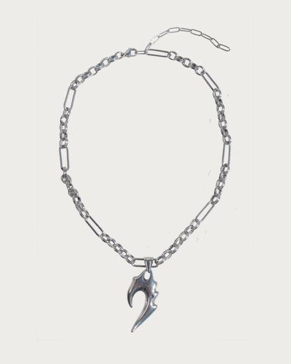 Vexar Punk Tribal Flame Tooth Silver Pendant Necklace