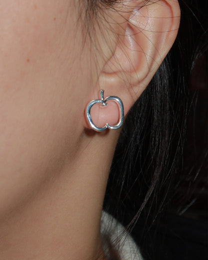 Pomelle Apple Shape Silver Stud Earrings