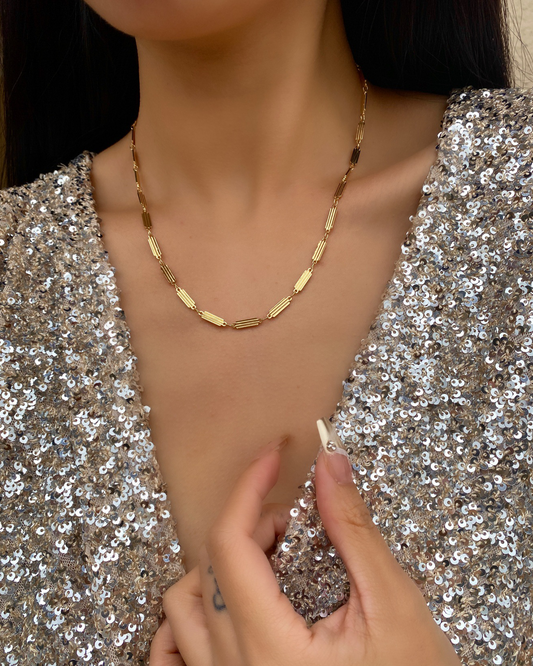 Mini Rectangle Link Golden Necklace