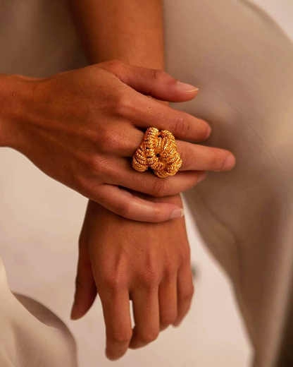 Valerie Exaggerated Textured Golden Ring