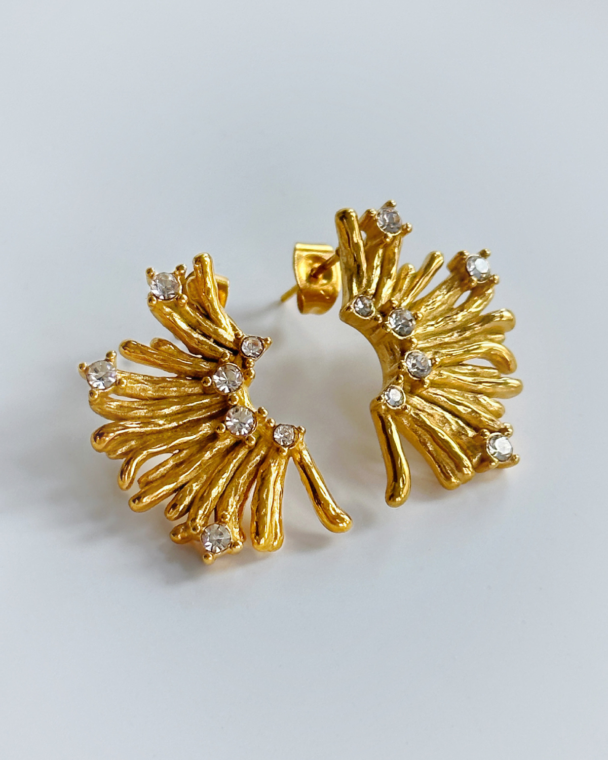 Stephanie Sunburst Sparkle Golden Stud Earrings