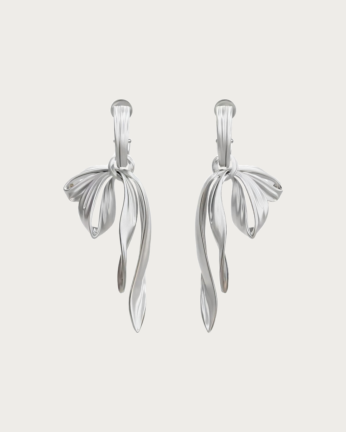 Ballet Bow Tie Silver Stud Earrings