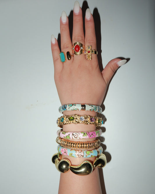 Agatha Colorful Melted Golden Bangle