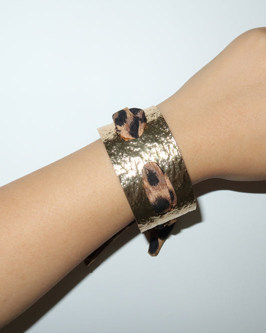 Hazel Leopard Golden Cuff Bangle