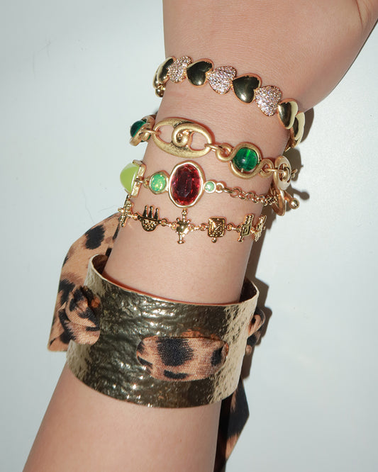 Hazel Leopard Golden Cuff Bangle