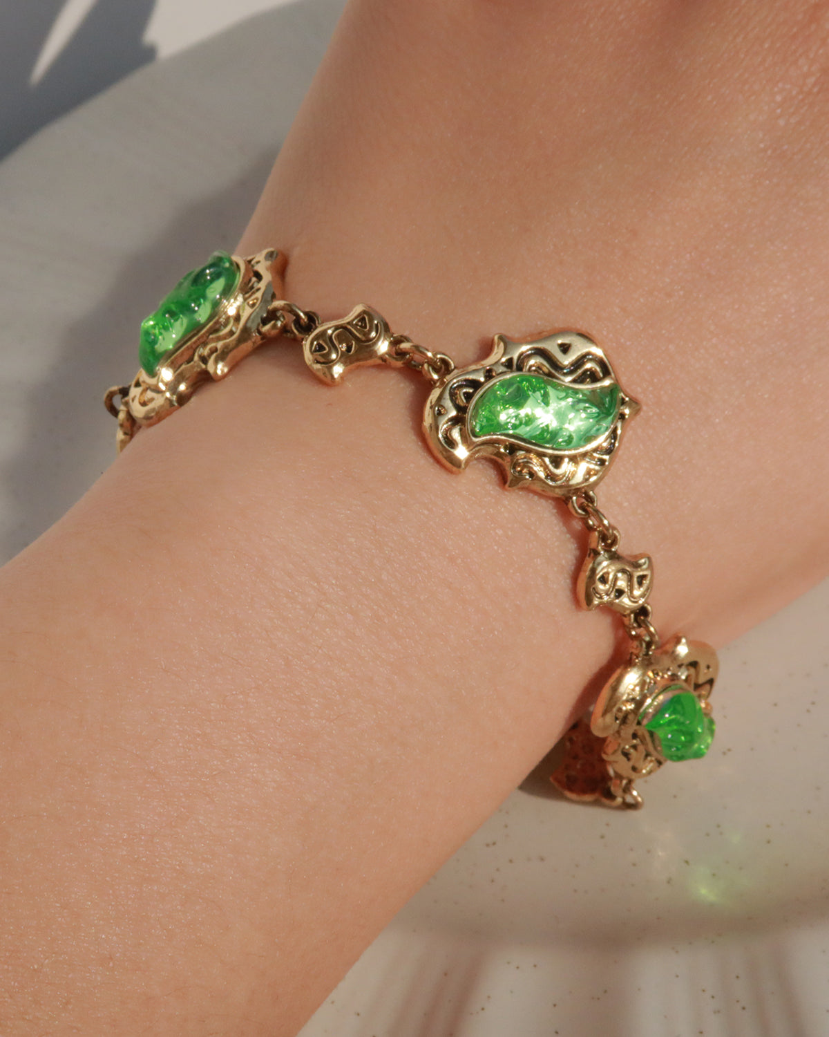 Katherine Geometry Green Golden Bracelet