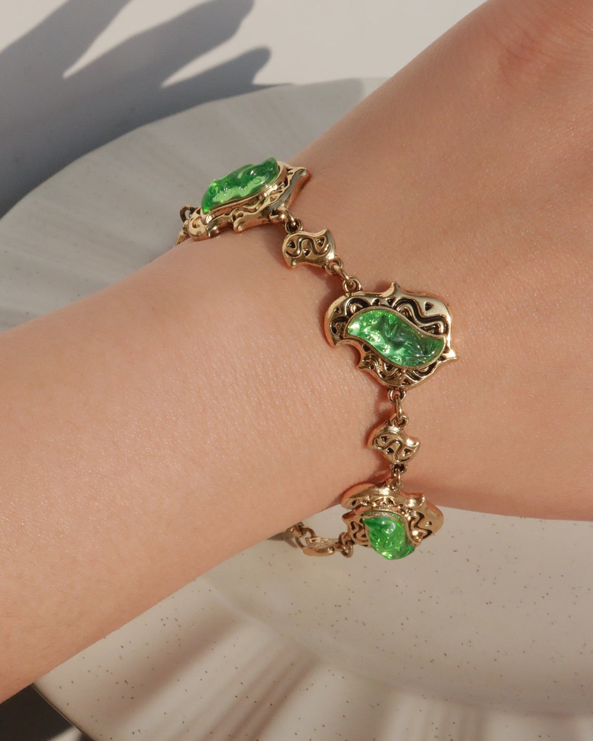 Katherine Geometry Green Golden Bracelet