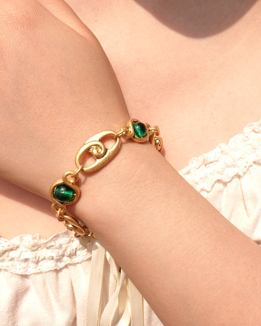 Vintage Green Glaze Golden Bracelet