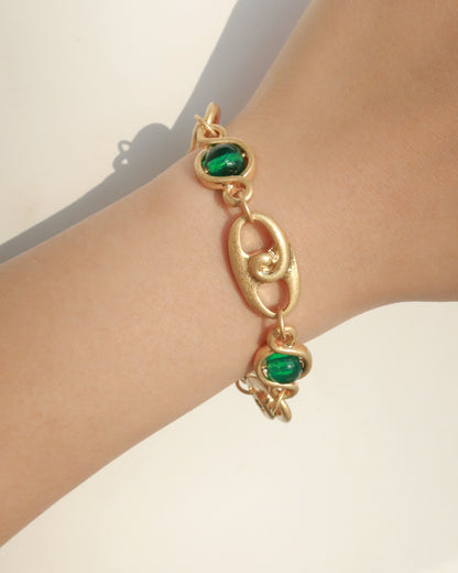 Eunice Vintage Green Glaze Golden Bracelet