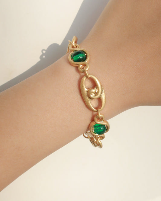 Eunice Vintage Green Glaze Golden Bracelet