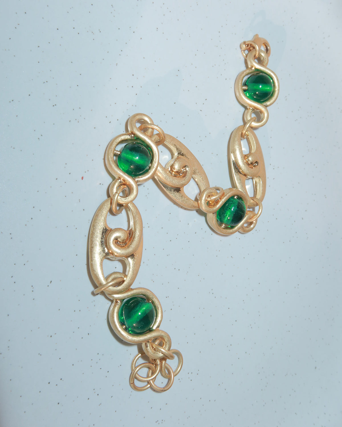 Eunice Vintage Green Glaze Golden Bracelet