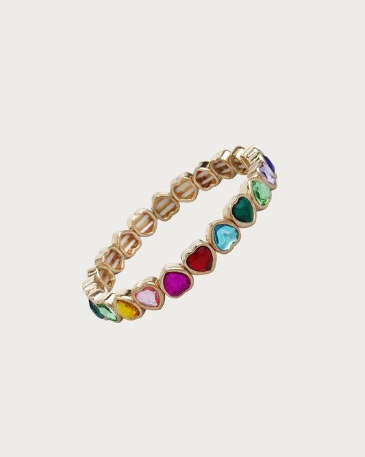 Pulsera dorada con corazón de esmalte colorido