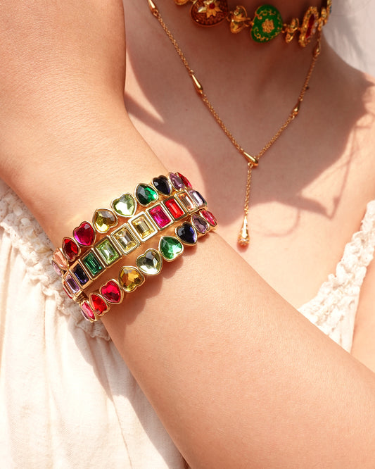 Rainbow Colorful Rectangle Golden Bracelet