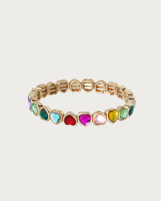 Pulsera dorada con corazón de esmalte colorido
