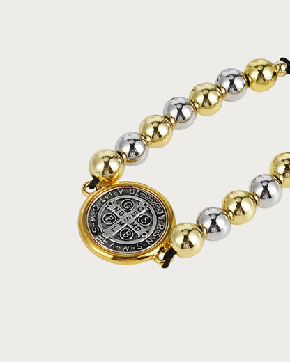 Pulsera dorada con cuentas de hilo de la Virgen María