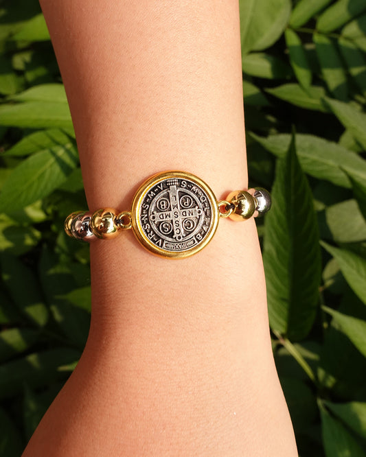 Virgin Mary String Beaded Golden Bracelet