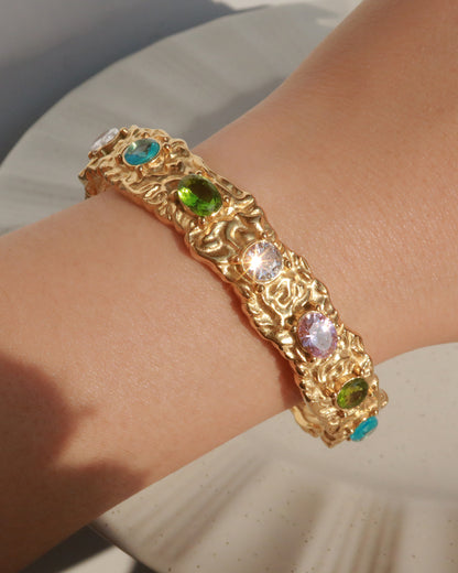 Agatha Colorful Melted Golden Bangle