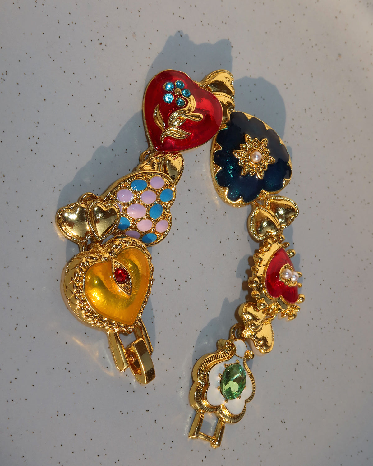 Rebecca Vintage Enamel Heart Golden Bracelet