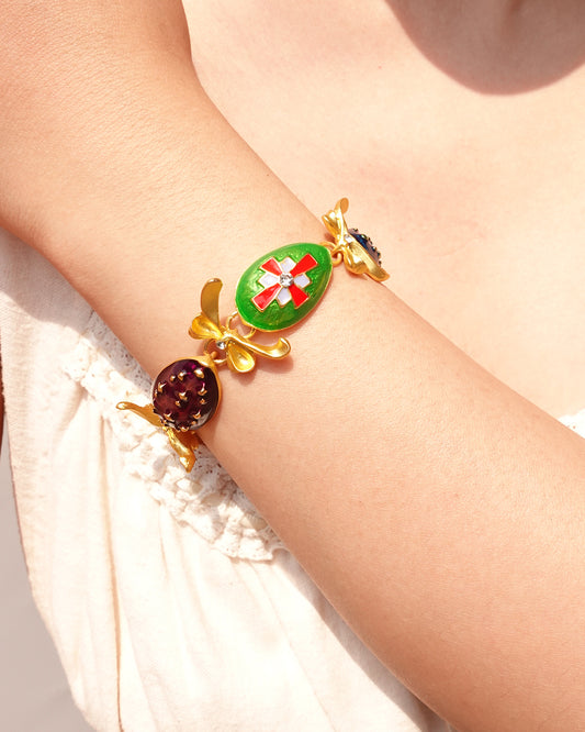 Retro Joan Rivers Enamel Golden Bracelet