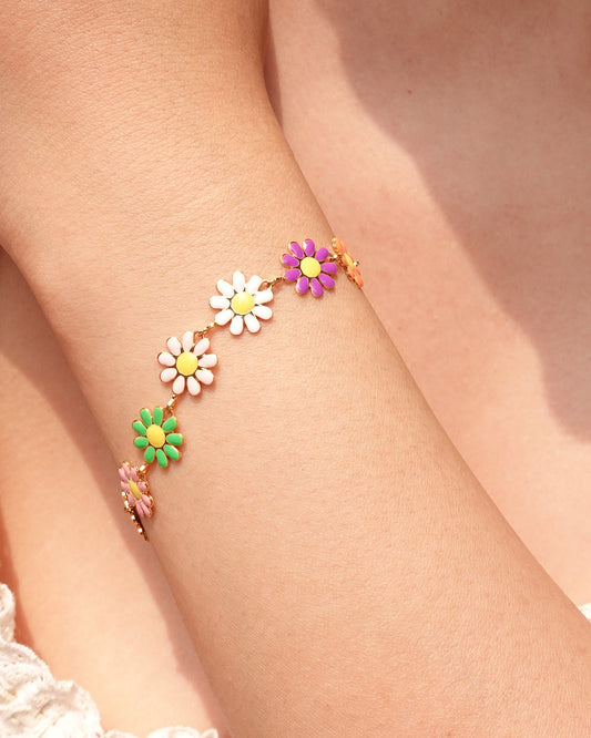 Colorful Daisy Golden Bracelet
