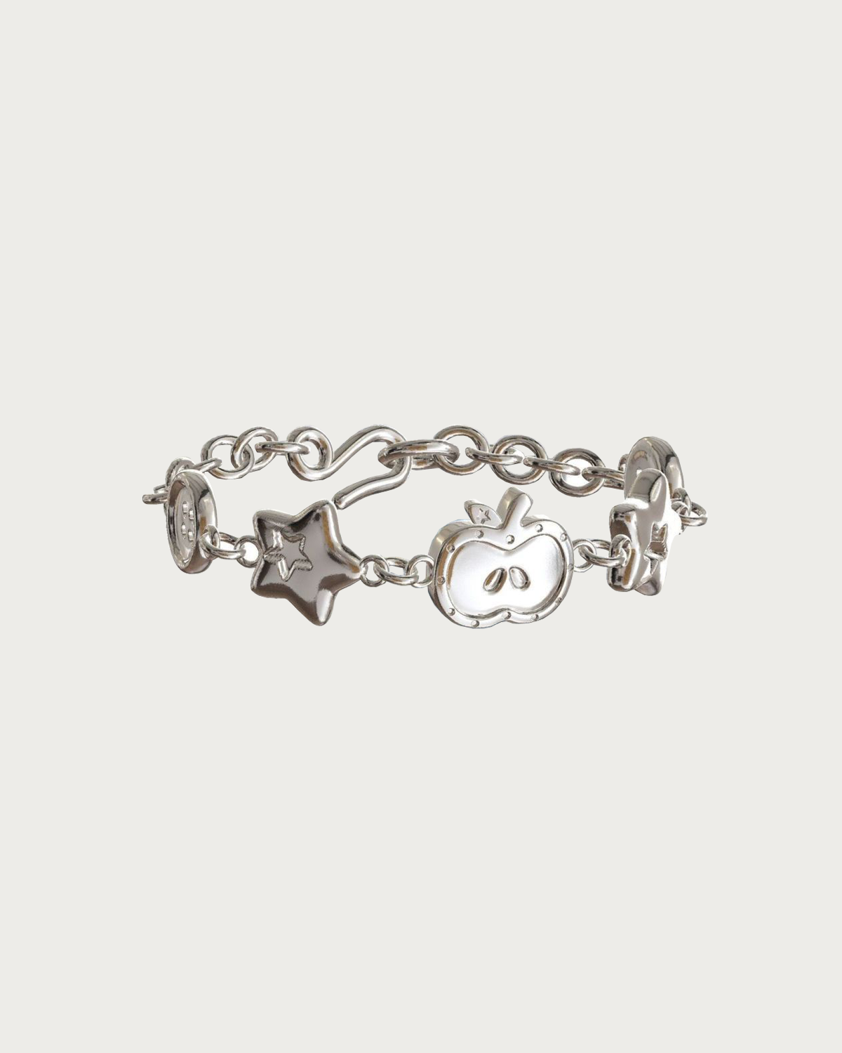 Vivien Apple Button Silver Bracelet