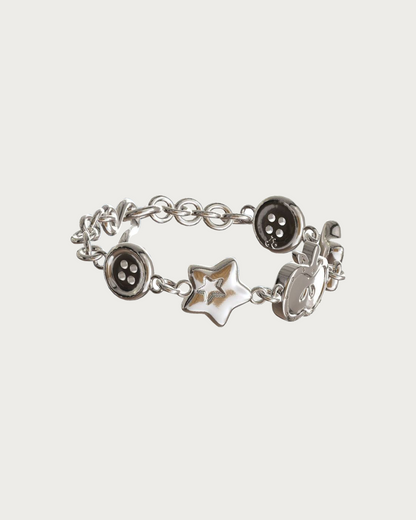 Vivien Apple Button Silver Bracelet