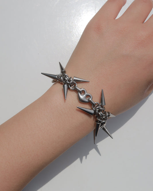 Heloise Punk Rock Rivet Silver Bracelet