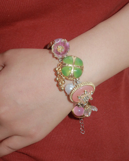Rosalie Clover Bloom Charm Silver Bracelet