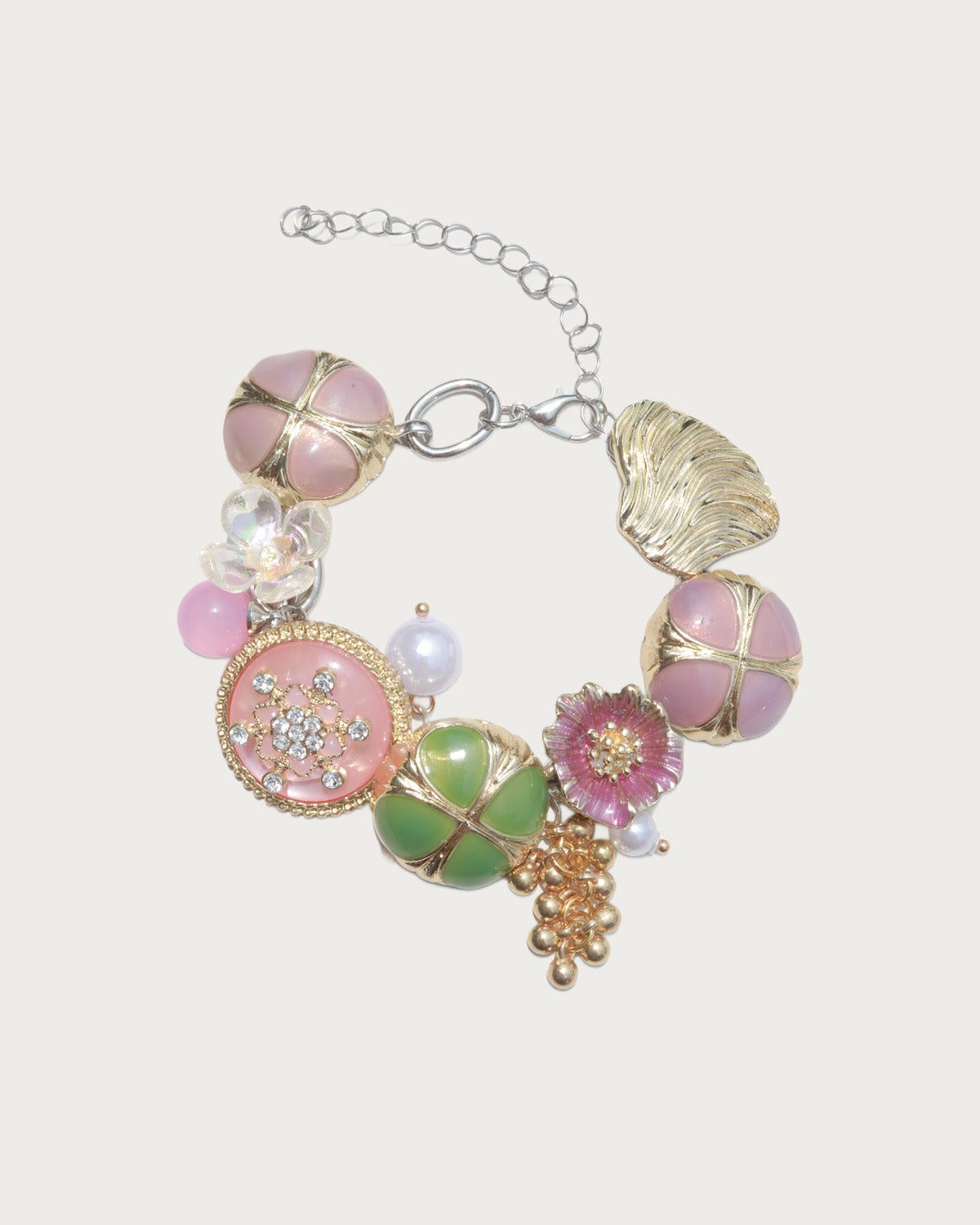 Rosalie Clover Bloom Charm Silver Bracelet