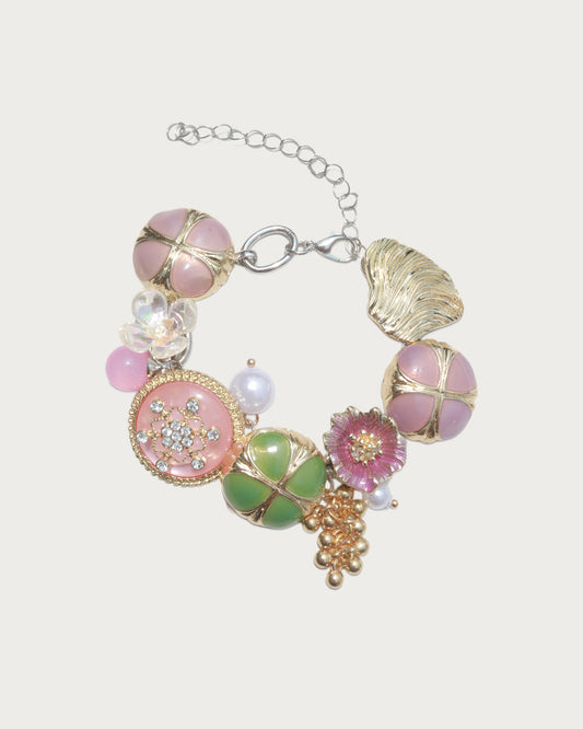 Rosalie Clover Bloom Charm Silver Bracelet