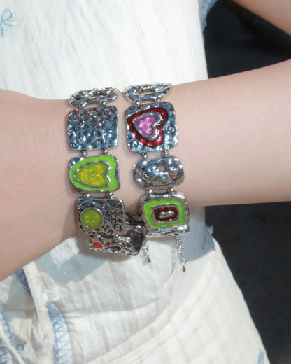 Stevie Love Candy Heart Graffiti Silver Bracelet
