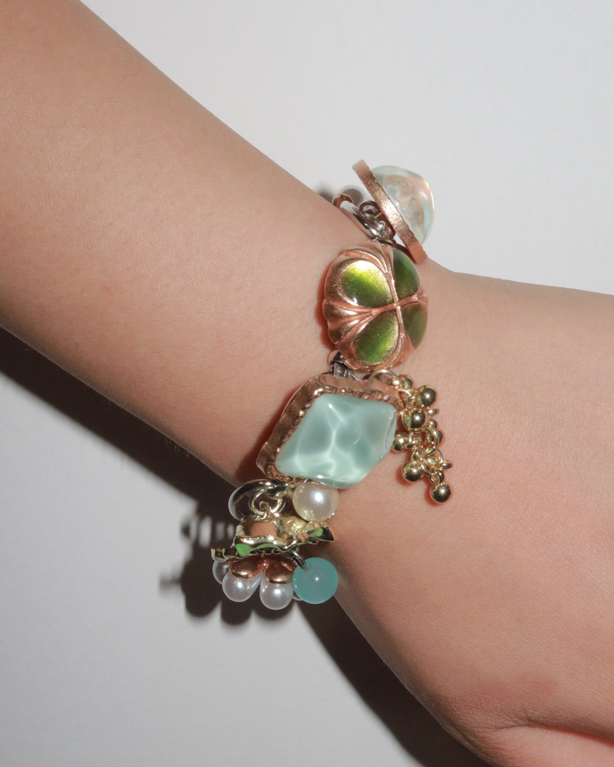 Maristella Button & Bead Coastal Charm Silver Bracelet